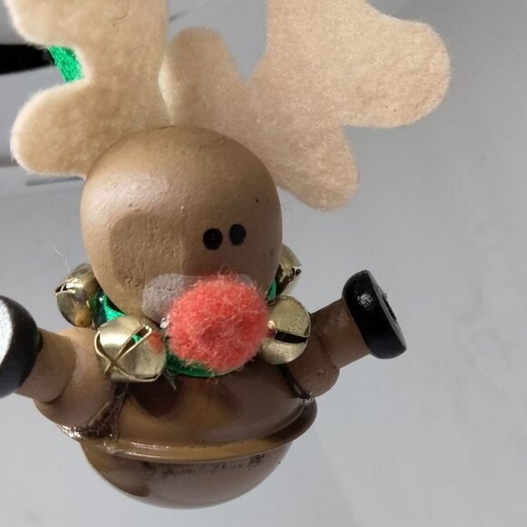 Reindeer Jingle Bell Christmas Ornament handmade Heart - Picture 5 of 9